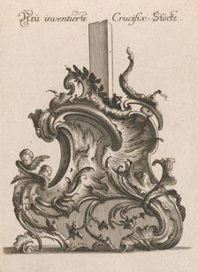 Design for the Base of a Crucifix, Plate 1 from: Neü inventierte Crucifix=..., Printed ca. 1750-56. Creator: Jacob Gottlieb Thelot