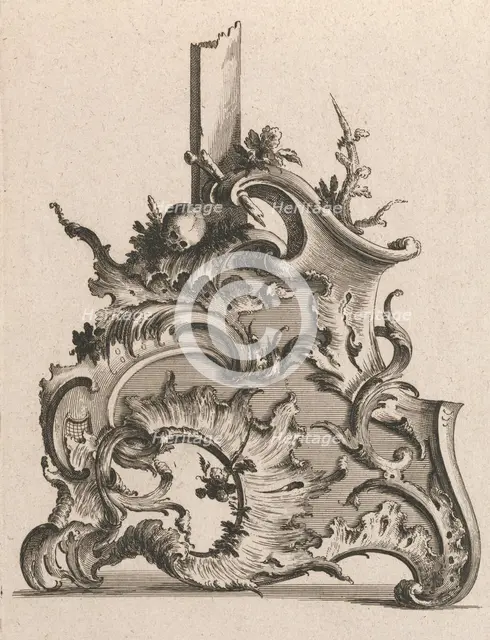 Design for the Base of a Crucifix, Plate 2 from: 'Neü inventierte Crucifix=..., Printed ca. 1750-56. Creator: Jacob Gottlieb Thelot.