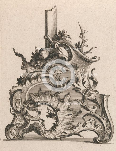 Design for the Base of a Crucifix, Plate 2 from: 'Neü inventierte Crucifix=..., Printed ca. 1750-56. Creator: Jacob Gottlieb Thelot.