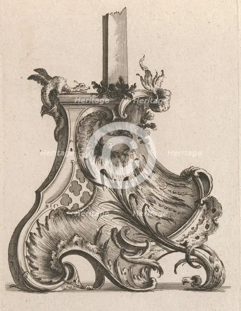 Design for the Base of a Crucifix, Plate 4 from: 'Neü inventierte Crucifix=..., Printed ca. 1750-56. Creator: Jacob Gottlieb Thelot.