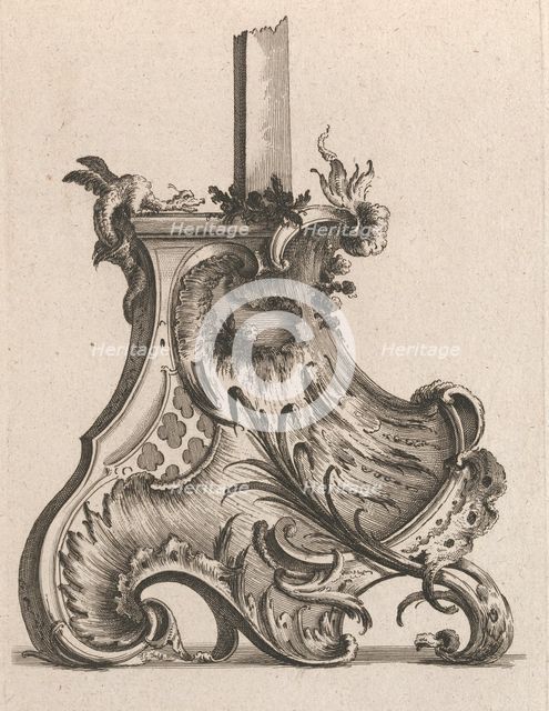 Design for the Base of a Crucifix, Plate 4 from: 'Neü inventierte Crucifix=..., Printed ca. 1750-56. Creator: Jacob Gottlieb Thelot.
