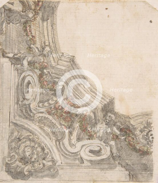 Design for the Decoration of the Corner of a Ceiling, 17th century. Creator: Anon.
