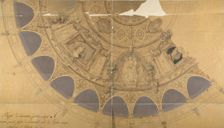 Design for the decoration of the ceiling in the Opéra Comique, Paris, ca. 1845. Creators: Jules-Edmond-Charles Lachaise, Eugène-Pierre Gourdet