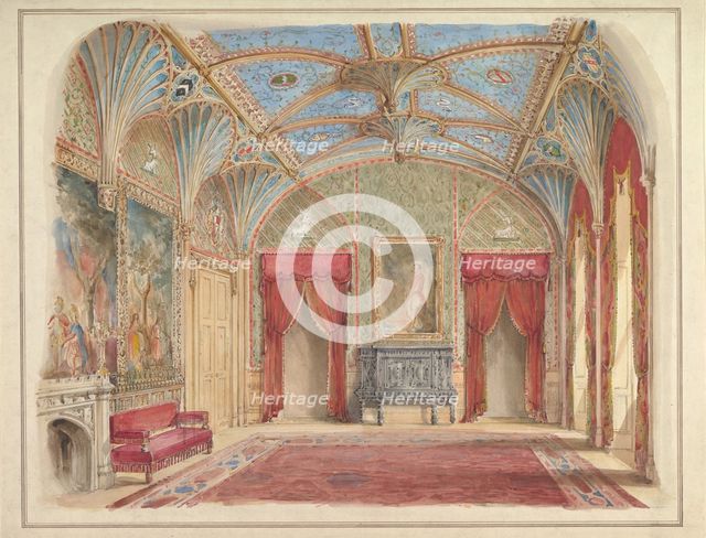 Design for the Decoration of the Drawing Room at Eastnor Castle, Hertfordshire, ca. 1850. Creator: John Gregory Crace.