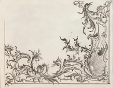 Design for the Decoration of the Lower Right Corner of a Ceiling, Plate 4 f..., Printed ca. 1750-56. Creator: Carl Pier