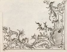 Design for the Decoration of the Lower Right Corner of a Ceiling, Plate 4 f..., Printed ca. 1750-56. Creator: Carl Pier