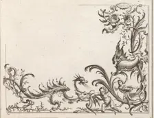 Design for the Decoration of the Lower Right Corner of a Ceiling, Plate 2 f..., Printed ca. 1750-56. Creator: Carl Pier
