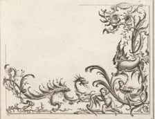 Design for the Decoration of the Lower Right Corner of a Ceiling, Plate 2 f..., Printed ca. 1750-56. Creator: Carl Pier