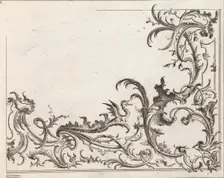 Design for the Decoration of the Lower Right Corner of a Ceiling, Plate 3 f..., Printed ca. 1750-56. Creator: Carl Pier
