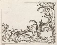 Design for the Decoration of the Lower Right Corner of a Ceiling, Plate 3 f..., Printed ca. 1750-56. Creator: Carl Pier