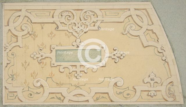 Design for the decoration of the stairway in the Chateau d'Ognon of M. de..., second half 19th centu Creators: Jules-Edmond-Charles Lachaise, Eugène-Pierre Gourdet.