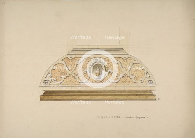 Design for the decoration of the stairway in the Chateau d'Ognon of M. de..., second half 19th centu Creators: Jules-Edmond-Charles Lachaise, Eugène-Pierre Gourdet.