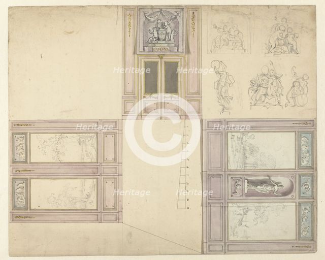 Design for the decoration of three walls of a room, c.1752-c.1819. Creator: Juriaan Andriessen.