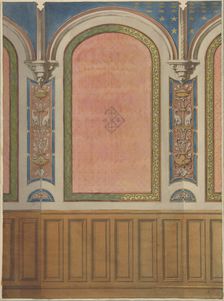 Design for the decoration of wall with wood panels and arched bays, second half 19th century. Creators: Jules-Edmond-Charles Lachaise, Eugène-Pierre Gourdet