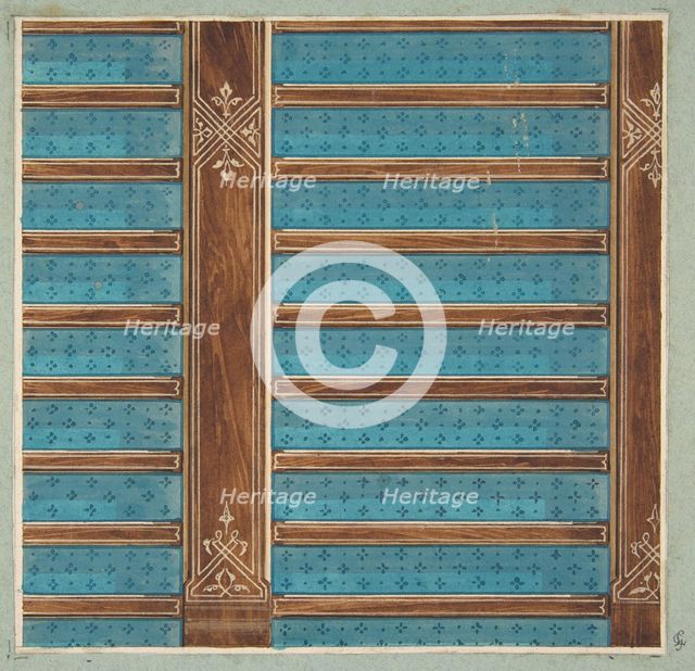 Design for the decoration of a beamed ceiling, 1840-97. Creators: Jules-Edmond-Charles Lachaise, Eugène-Pierre Gourdet.