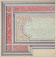 Design for the decoration of a ceiling in strapwork and rinceaux, 1830-97. Creators: Jules-Edmond-Charles Lachaise, Eugène-Pierre Gourdet
