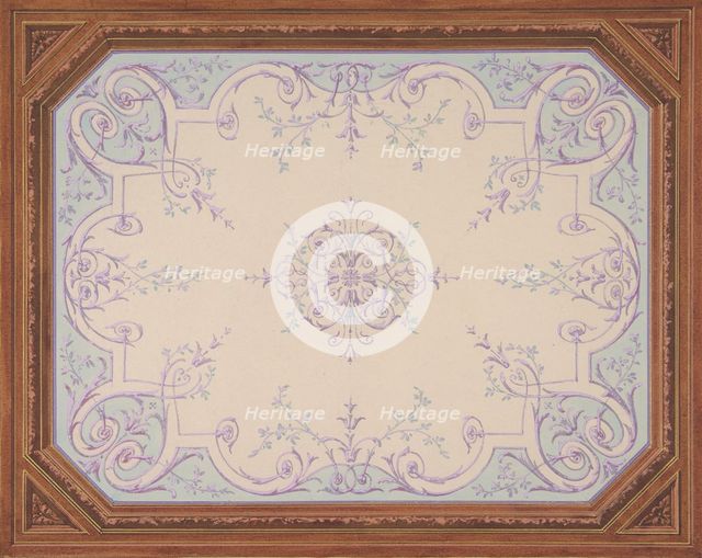 Design for the decoration of a ceiling in rinceaux, 1830-97. Creators: Jules-Edmond-Charles Lachaise, Eugène-Pierre Gourdet.