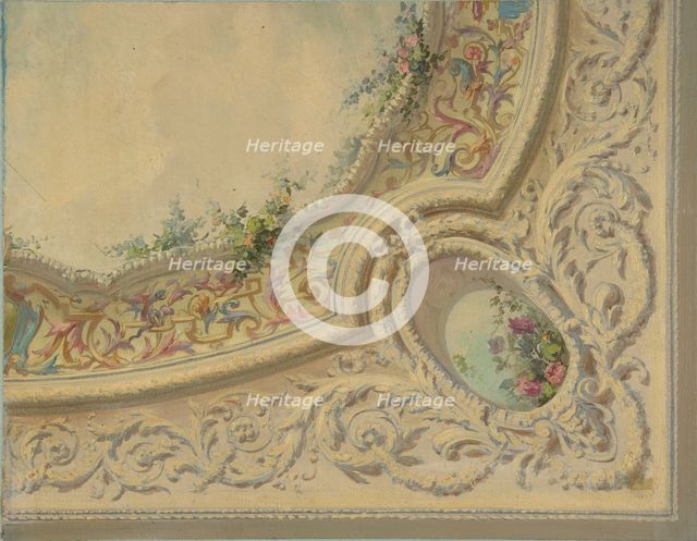 Design for the decoration of a ceiling in the house of Baron Malet, Jouy-en-Josas..., 2nd half 19th  Creators: Jules-Edmond-Charles Lachaise, Eugène-Pierre Gourdet.