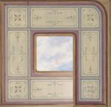 Design for the decoration of a ceiling with a central panel of painted clouds, 1830-97. Creators: Jules-Edmond-Charles Lachaise, Eugène-Pierre Gourdet