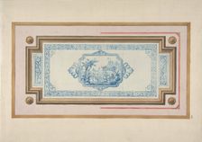 Design for the decoration of a ceiling with a Chinese blue and white design, 1830-97. Creators: Jules-Edmond-Charles Lachaise, Eugène-Pierre Gourdet
