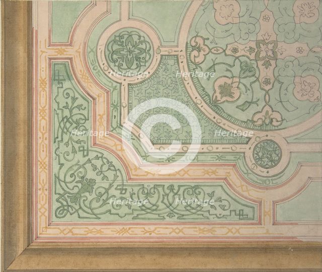 Design for the decoration of a ceiling with circular medallions, 1830-97. Creators: Jules-Edmond-Charles Lachaise, Eugène-Pierre Gourdet.