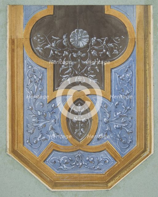 Design for the decoration of a ceiling with rinceaux, 1830-97. Creators: Jules-Edmond-Charles Lachaise, Eugène-Pierre Gourdet.