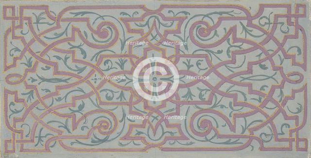 Design for the decoration of a ceiling with strapwork, 1830-97. Creators: Jules-Edmond-Charles Lachaise, Eugène-Pierre Gourdet.