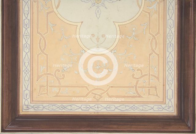 Design for the decoration of a ceiling with strapwork and rinceaux, 1830-97. Creators: Jules-Edmond-Charles Lachaise, Eugène-Pierre Gourdet.