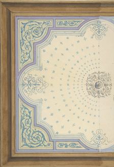Design for the decoration of a ceiling with strapwork and rinceaux, 1830-97. Creators: Jules-Edmond-Charles Lachaise, Eugène-Pierre Gourdet