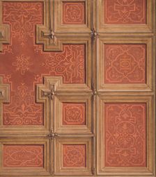 Design for the decoration of a coffered ceiling ornamented with the name "Racine"...,2nd half 19th c Creators: Jules-Edmond-Charles Lachaise, Eugène-Pierre Gourdet
