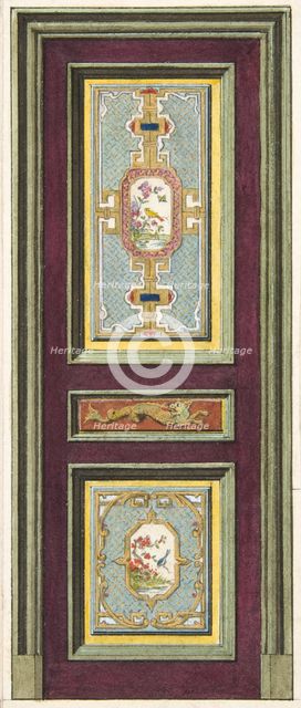 Design for the decoration of a door with Chinese motifs, 1830-97. Creators: Jules-Edmond-Charles Lachaise, Eugène-Pierre Gourdet.