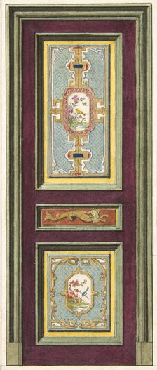 Design for the decoration of a door with Chinese motifs, 1830-97. Creators: Jules-Edmond-Charles Lachaise, Eugène-Pierre Gourdet