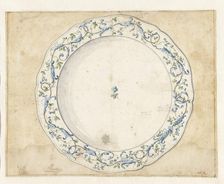 Design for the decoration of a porcelain plate from the Alcora factory, c.1790. Creator: Vicente Alvaro