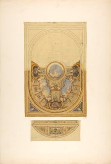 Design for the decoration of an oval ceiling with putti and garlands; with a detail of a lunette, 18 Creators: Jules-Edmond-Charles Lachaise, Eugène-Pierre Gourdet