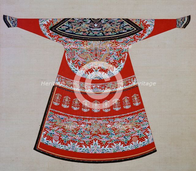 Design for the embroidered court robe of a Chinese Emperor, 19th century. Artist: Unknown