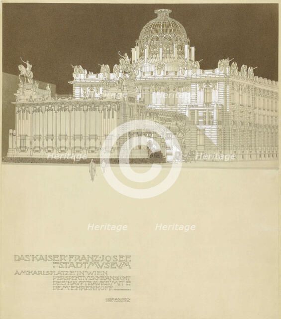 Design for the Emperor Franz Joseph City Museum, at the Vienna Karlsplatz, 1897-1898. Creator: Wagner, Otto Koloman (1841-1918).