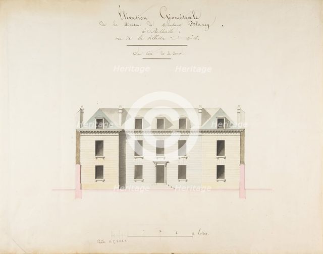Design for the Exterior Façade of the Country House of Monsieur Blaney, Belleville, 18th century. Creator: Anon.