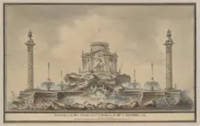Design for the Fireworks Display in Paris for the Birth of the Dauphin in 1781, 1781. Creator: ttributed to (circle of) Louis Gustave Taraval