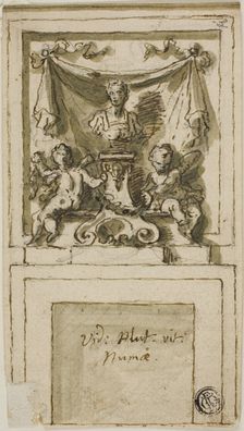 Design for the Overmantel of a Chimneypiece with Bust of Pompilius Numa, n.d. Creator: Sir James Thornhill