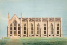 Design for the North Wing of the Library and Chapel Building at the University..., 1838-39. Creator: Alexander Jackson Davis