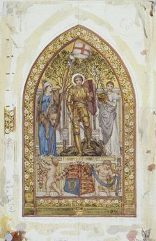 Design for the St George Mosaic with Marginal studies 1869. Artists: Edward John Poynter, St George