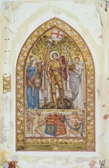 Design for the St George Mosaic with Marginal studies 1869. Creators: Edward John Poynter, St George
