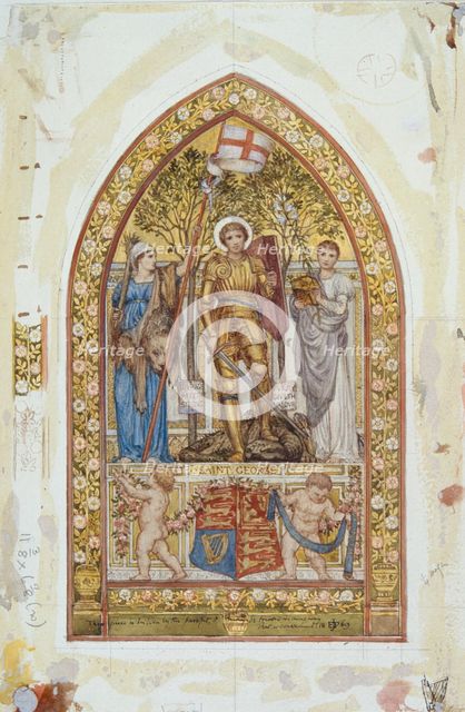 'Design for the St George Mosaic with Marginal studies', 1869. Creators: Edward John Poynter, St George.