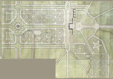 Design for the Strelna palace and park, 1717. Artist: Le Blond, Jean-Baptiste Alexandre (1679-1719)