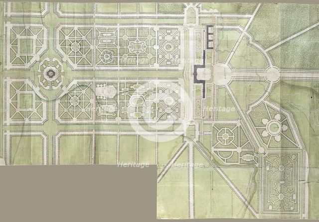 Design for the Strelna palace and park, 1717. Artist: Le Blond, Jean-Baptiste Alexandre (1679-1719)