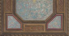 Design for the painted decoration of a coffered ceiling with the monogram: H, 1830-97. Creators: Jules-Edmond-Charles Lachaise, Eugène-Pierre Gourdet