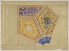 Design for the painted decoration of a coffered ceiling, second half 19th century. Creators: Jules-Edmond-Charles Lachaise, Eugène-Pierre Gourdet