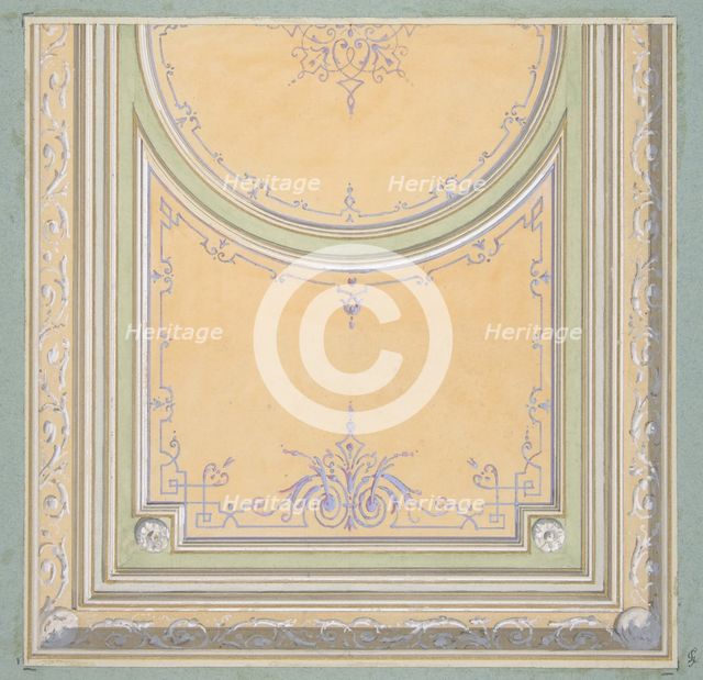 Design for the painted decoration of a ceiling, 1830-97. Creators: Jules-Edmond-Charles Lachaise, Eugène-Pierre Gourdet.
