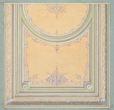 Design for the painted decoration of a ceiling, 1830-97. Creators: Jules-Edmond-Charles Lachaise, Eugène-Pierre Gourdet