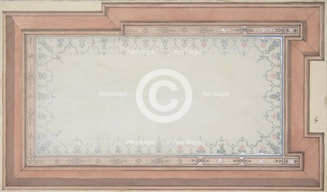 Design for the painted decoration of a ceiling, 1830-97. Creators: Jules-Edmond-Charles Lachaise, Eugène-Pierre Gourdet.